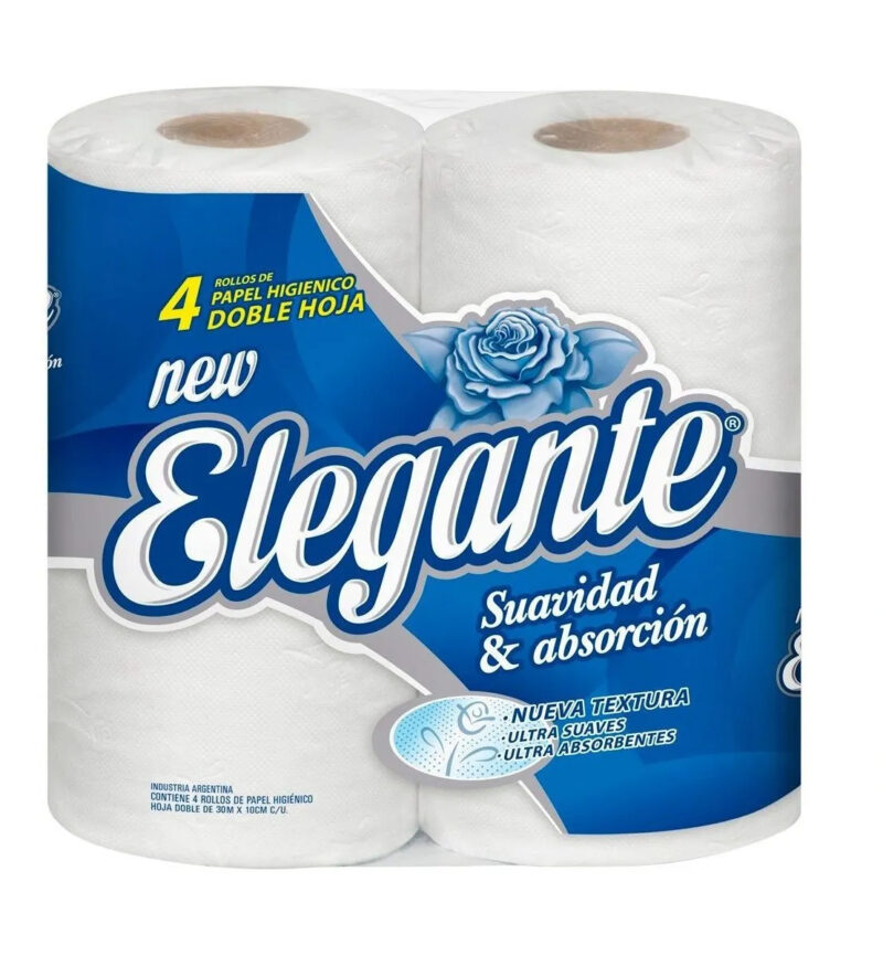 PAPEL HIGIENICO ELEGANTE DOBLE HOJA 4 Uni. POR 30 METROS